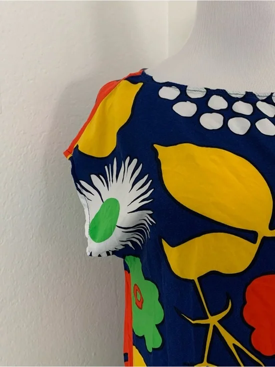 Marimekko For Target Floral Shift Dress Size small Bold Colorful Mod 100% rayon - Picture 11 of 15